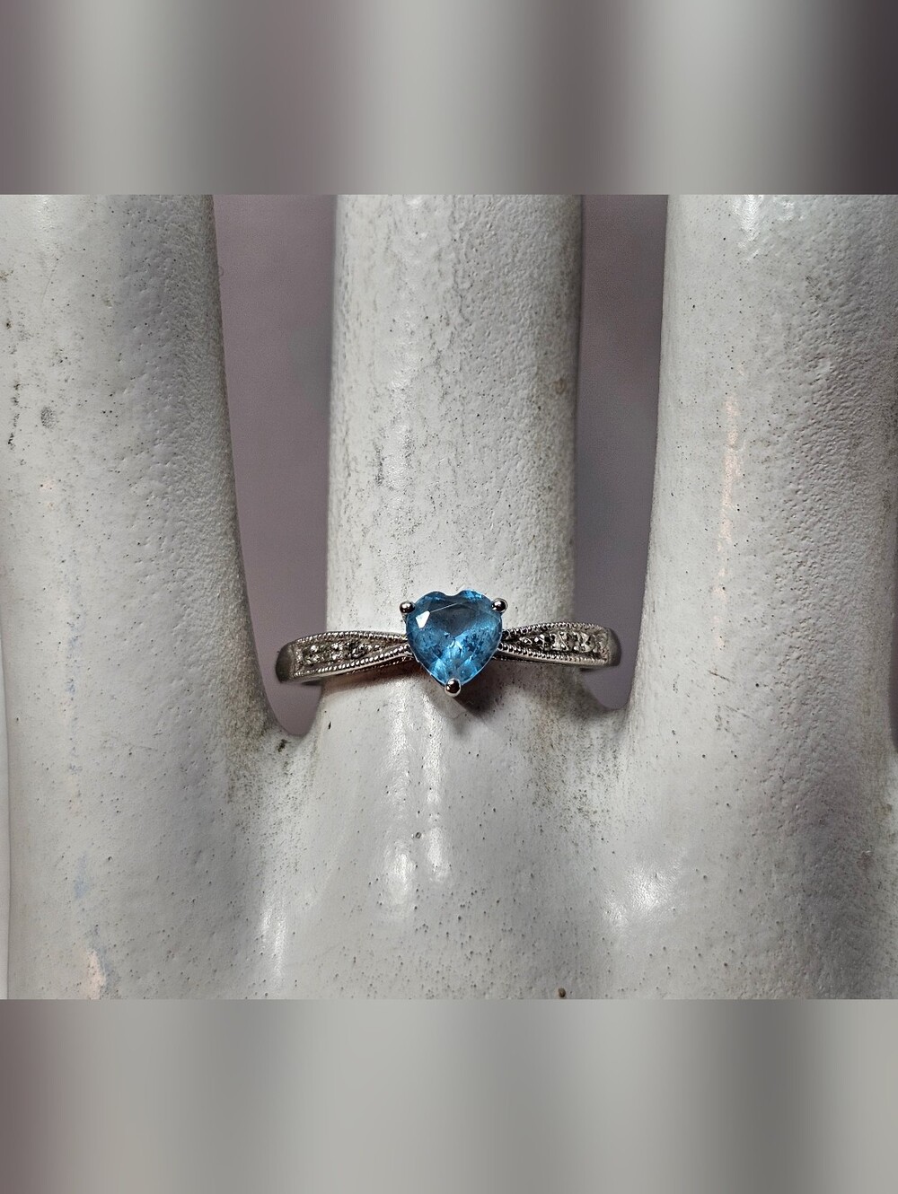 10k White Gold, Topaz and Diamond Ring